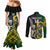 Custom South Africa And Aotearoa Rugby Couples Matching Mermaid Dress and Long Sleeve Button Shirts 2023 Springboks Kente Combine All Black Maori Fern LT14 - Polynesian Pride