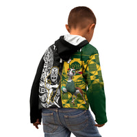 Custom South Africa And Aotearoa Rugby Kid Hoodie 2023 Springboks Kente Combine All Black Maori Fern LT14 - Polynesian Pride