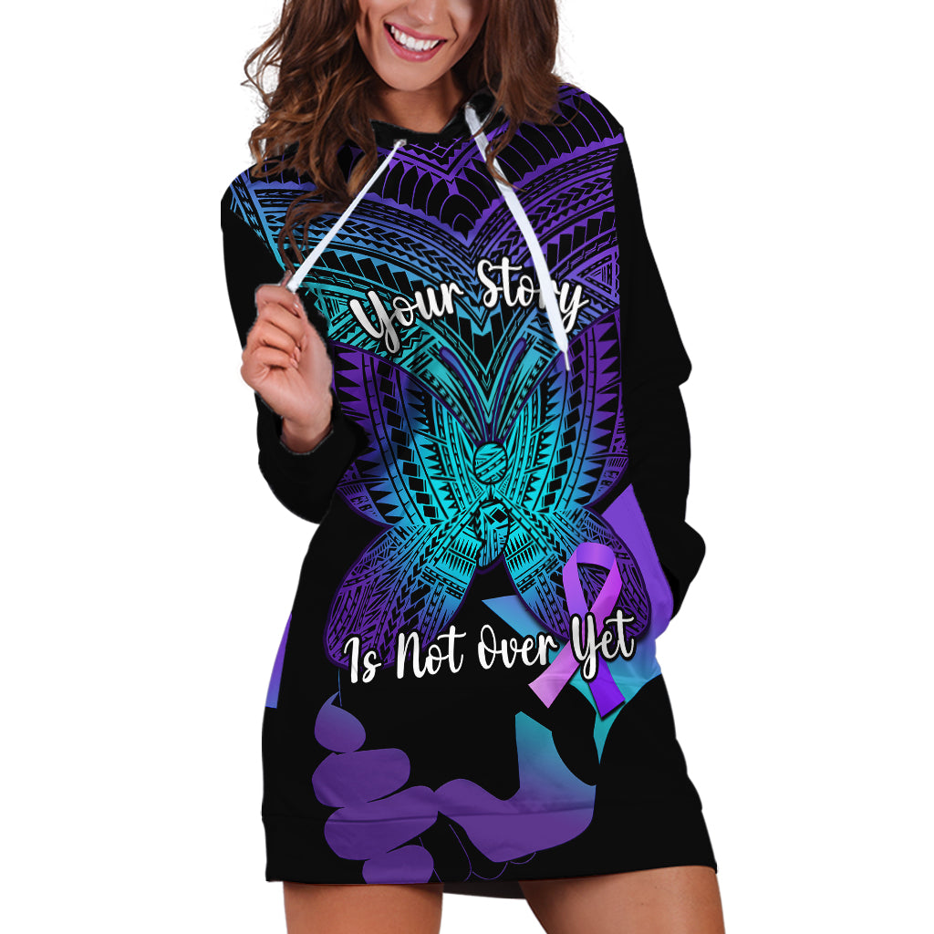 Suicide Awareness Your Story Is Not Over Yet Hoodie Dress Polynesian Butterfly Tattoo LT14 Purple - Polynesian Pride