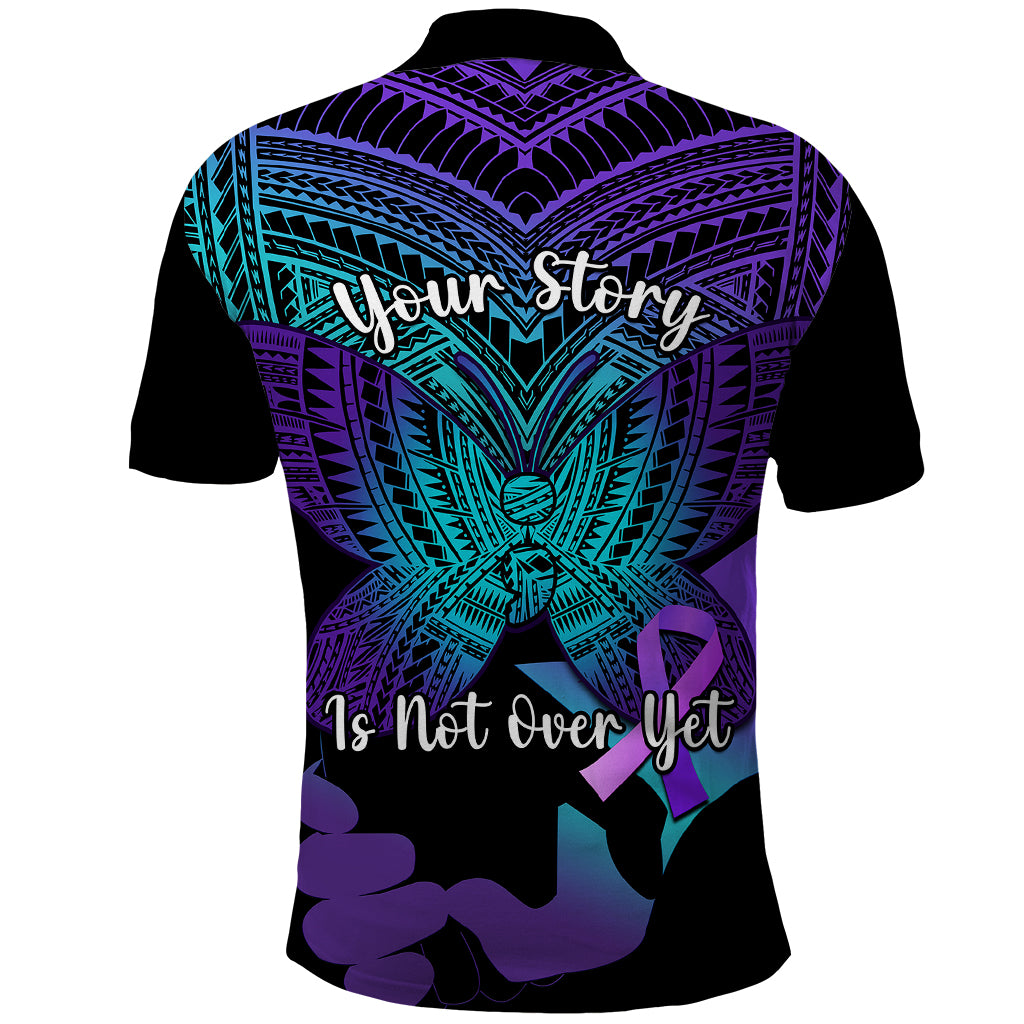 Suicide Awareness Your Story Is Not Over Yet Polo Shirt Polynesian Butterfly Tattoo LT14 - Polynesian Pride