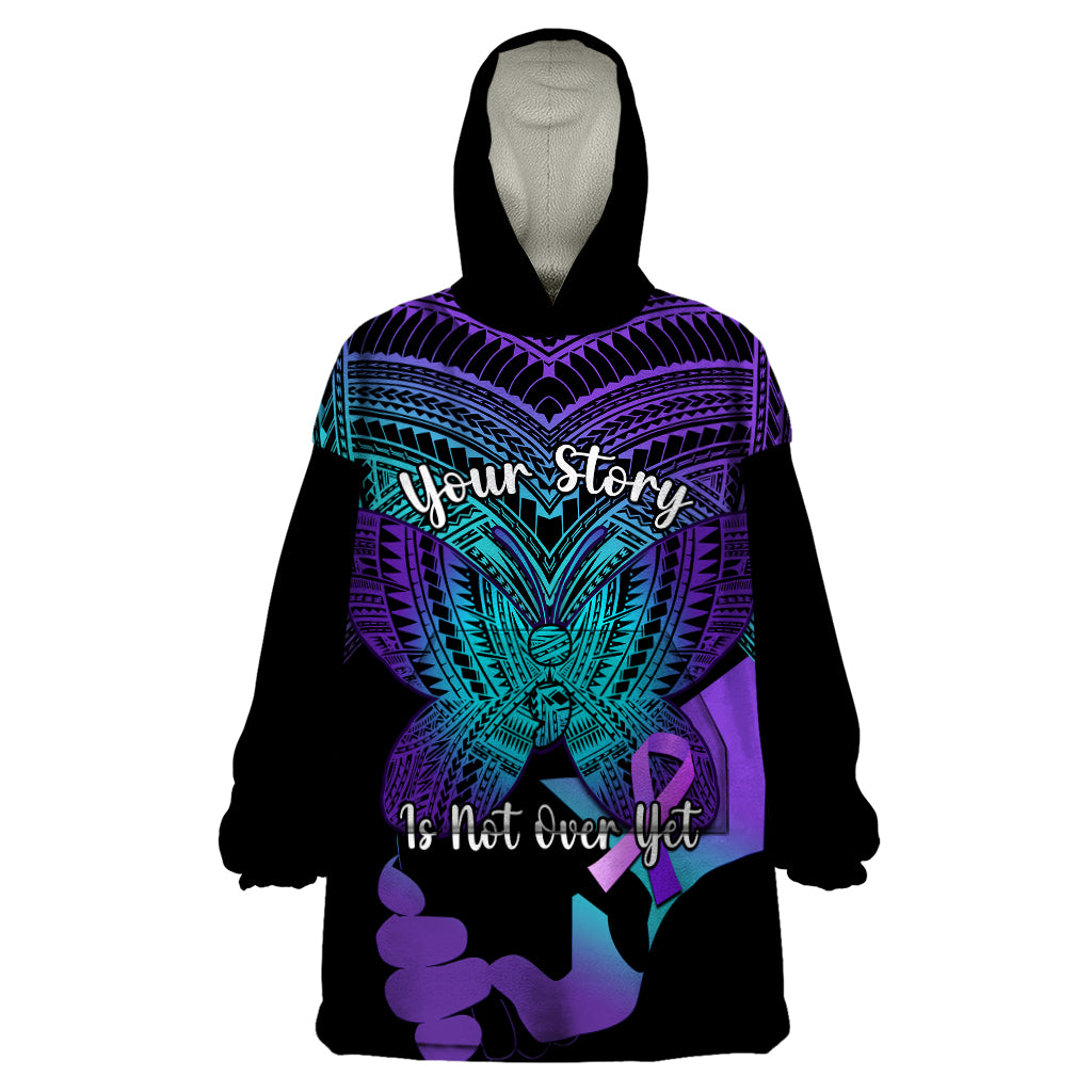 Suicide Awareness Your Story Is Not Over Yet Wearable Blanket Hoodie Polynesian Butterfly Tattoo LT14 One Size Purple - Polynesian Pride