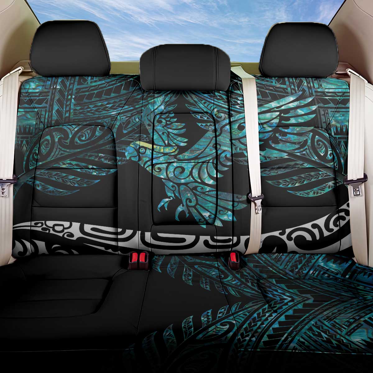 New Zealand Sulphur-crested Cockatoo Back Car Seat Cover Aotearoa Maori Mix Paua Shell