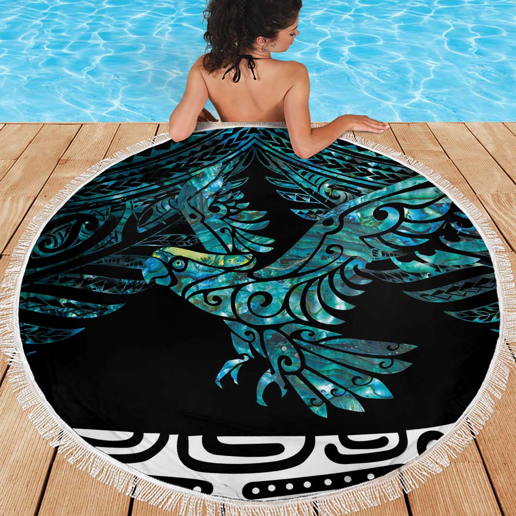 New Zealand Sulphur-crested Cockatoo Beach Blanket Aotearoa Maori Mix Paua Shell LT14 - Polynesian Pride