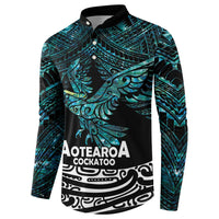 New Zealand Sulphur-crested Cockatoo Button Sweatshirt Aotearoa Maori Mix Paua Shell LT14 - Polynesian Pride