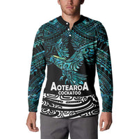 New Zealand Sulphur-crested Cockatoo Button Sweatshirt Aotearoa Maori Mix Paua Shell LT14 - Polynesian Pride