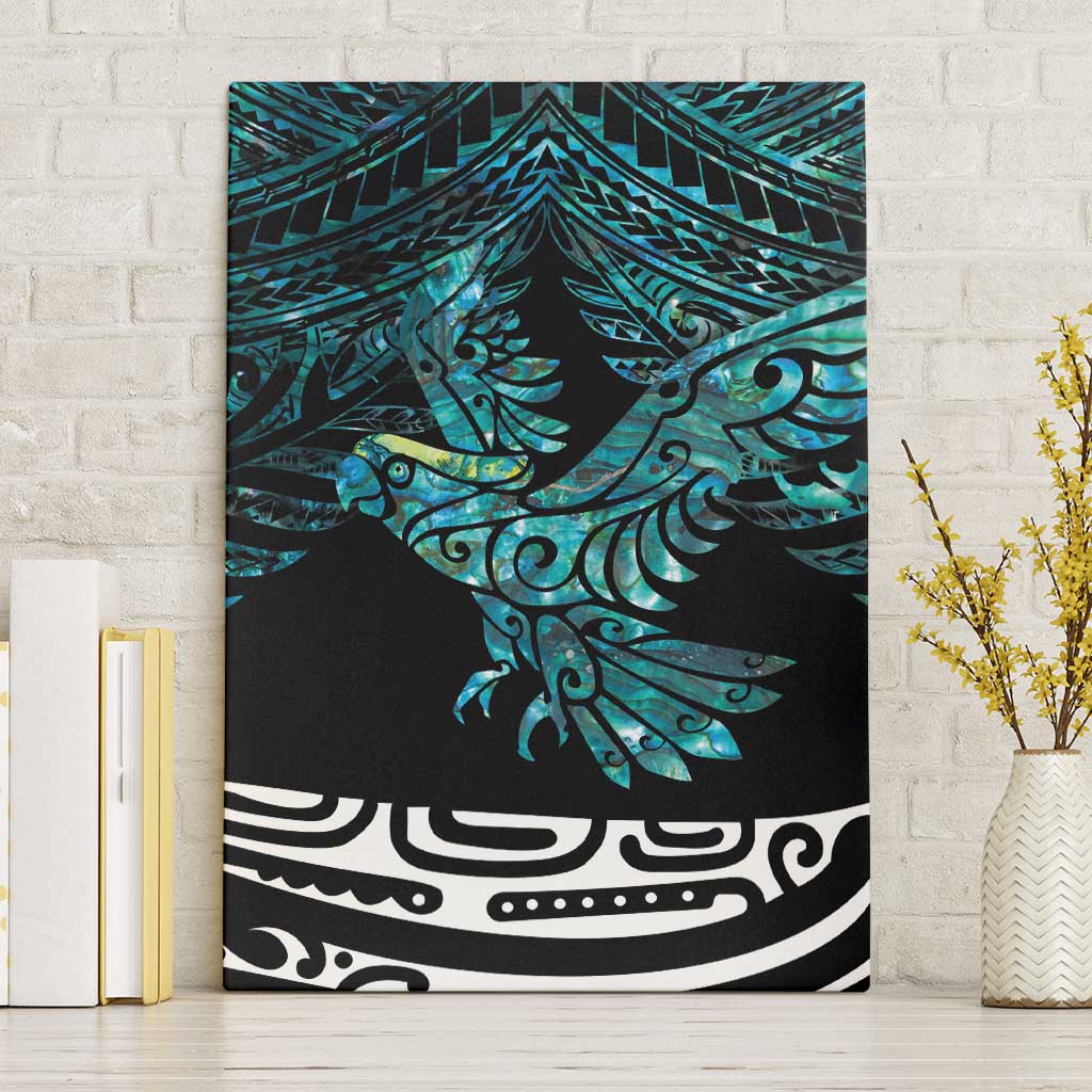 New Zealand Sulphur-crested Cockatoo Canvas Wall Art Aotearoa Maori Mix Paua Shell LT14 Without Frame Turquoise - Polynesian Pride