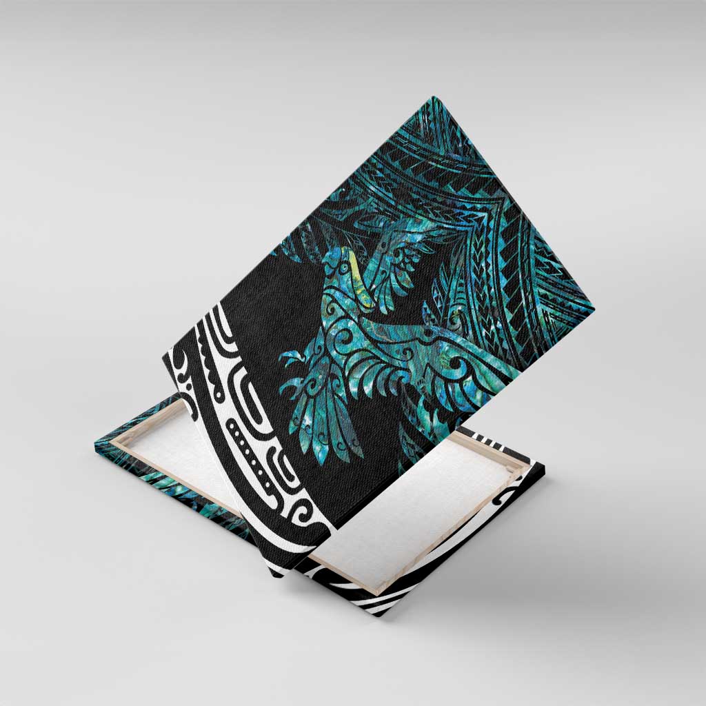 New Zealand Sulphur-crested Cockatoo Canvas Wall Art Aotearoa Maori Mix Paua Shell LT14 With Frame Turquoise - Polynesian Pride