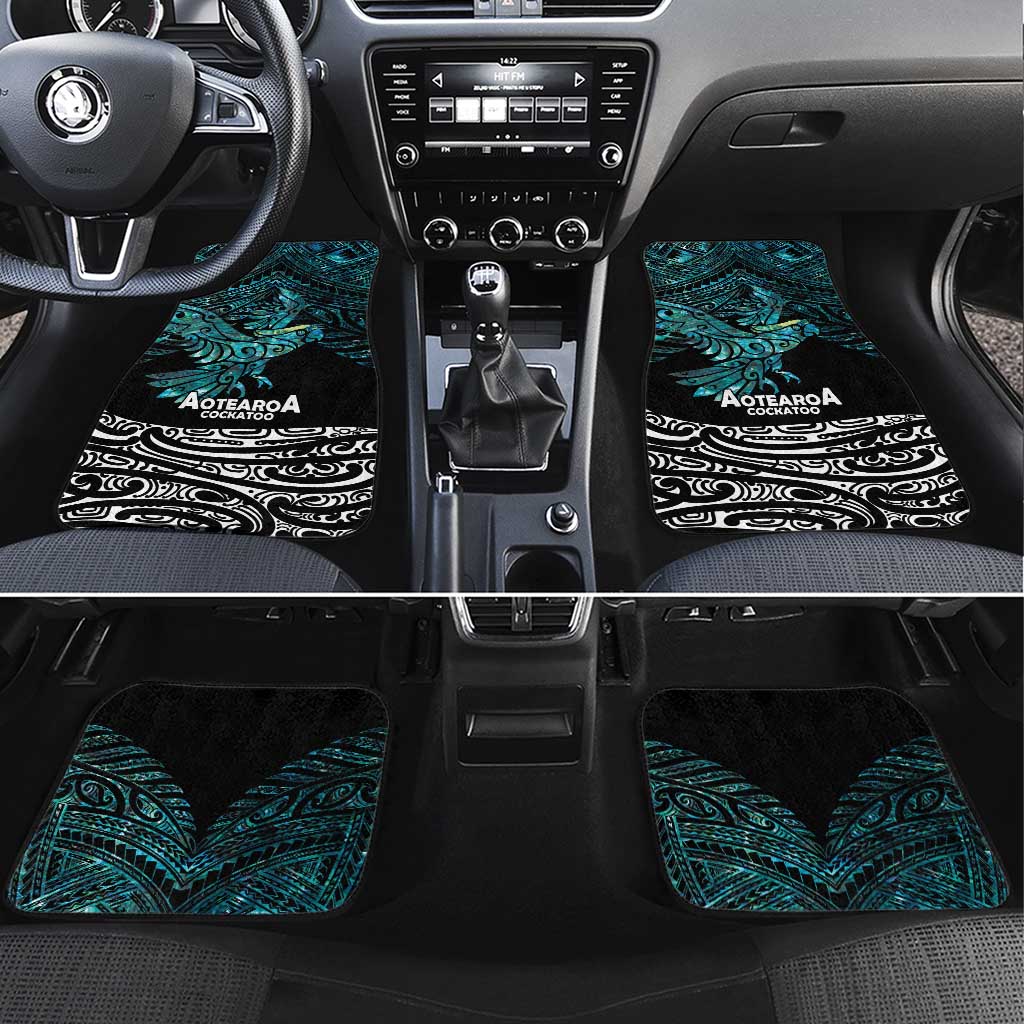 New Zealand Sulphur-crested Cockatoo Car Mats Aotearoa Maori Mix Paua Shell