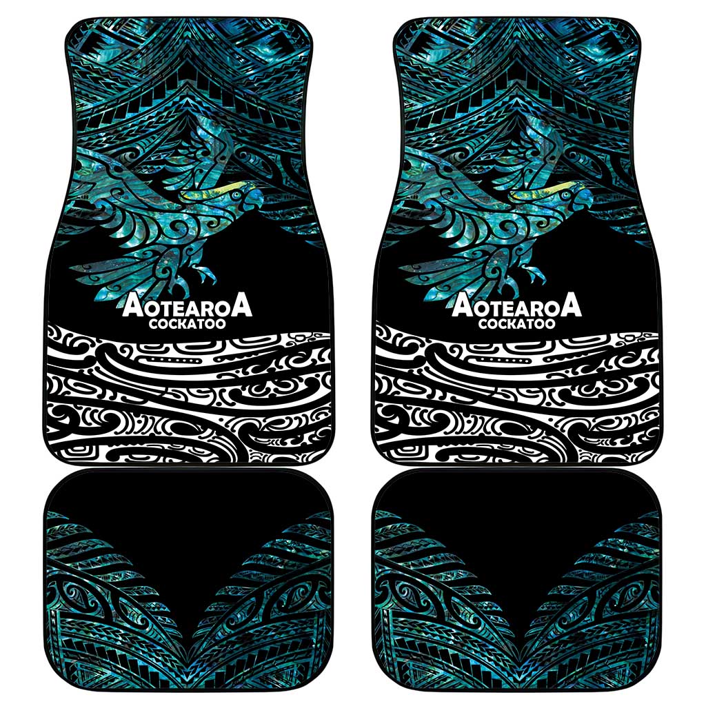 New Zealand Sulphur-crested Cockatoo Car Mats Aotearoa Maori Mix Paua Shell LT14 - Polynesian Pride