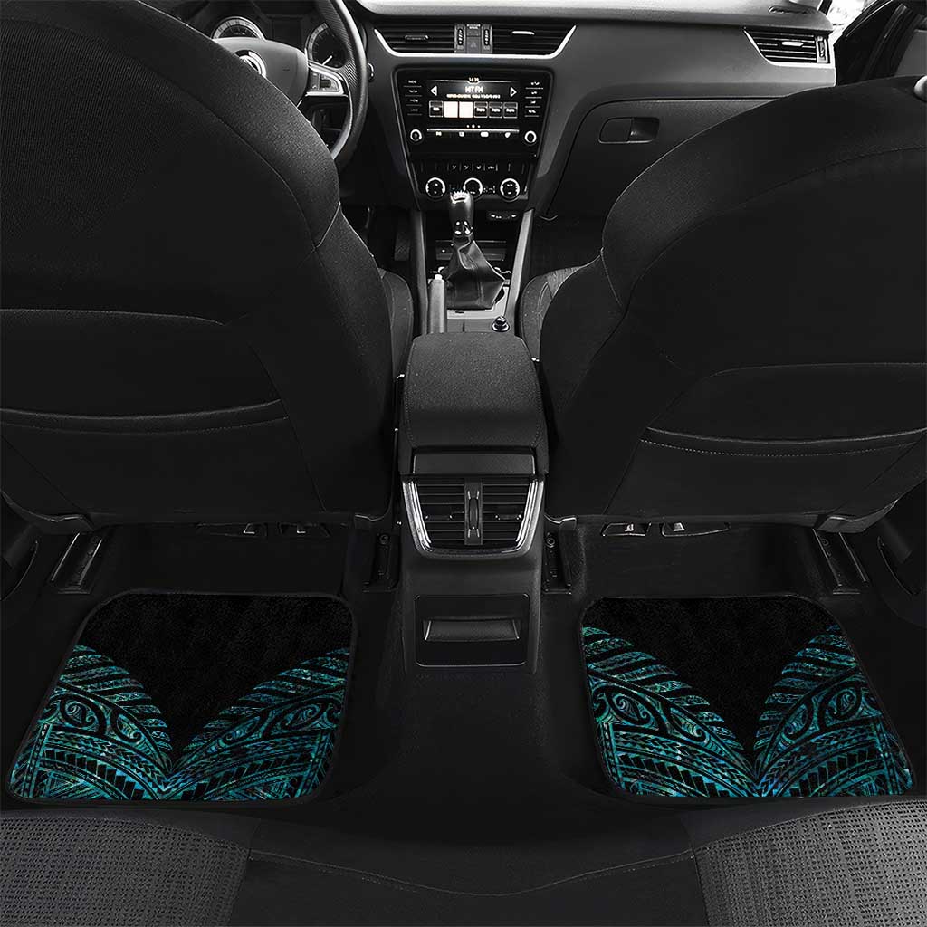 New Zealand Sulphur-crested Cockatoo Car Mats Aotearoa Maori Mix Paua Shell LT14 Set 2pcs - Back Turquoise - Polynesian Pride