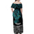 New Zealand Sulphur-crested Cockatoo Family Matching Off Shoulder Maxi Dress and Hawaiian Shirt Aotearoa Maori Mix Paua Shell