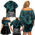 New Zealand Sulphur-crested Cockatoo Family Matching Off Shoulder Short Dress and Hawaiian Shirt Aotearoa Maori Mix Paua Shell