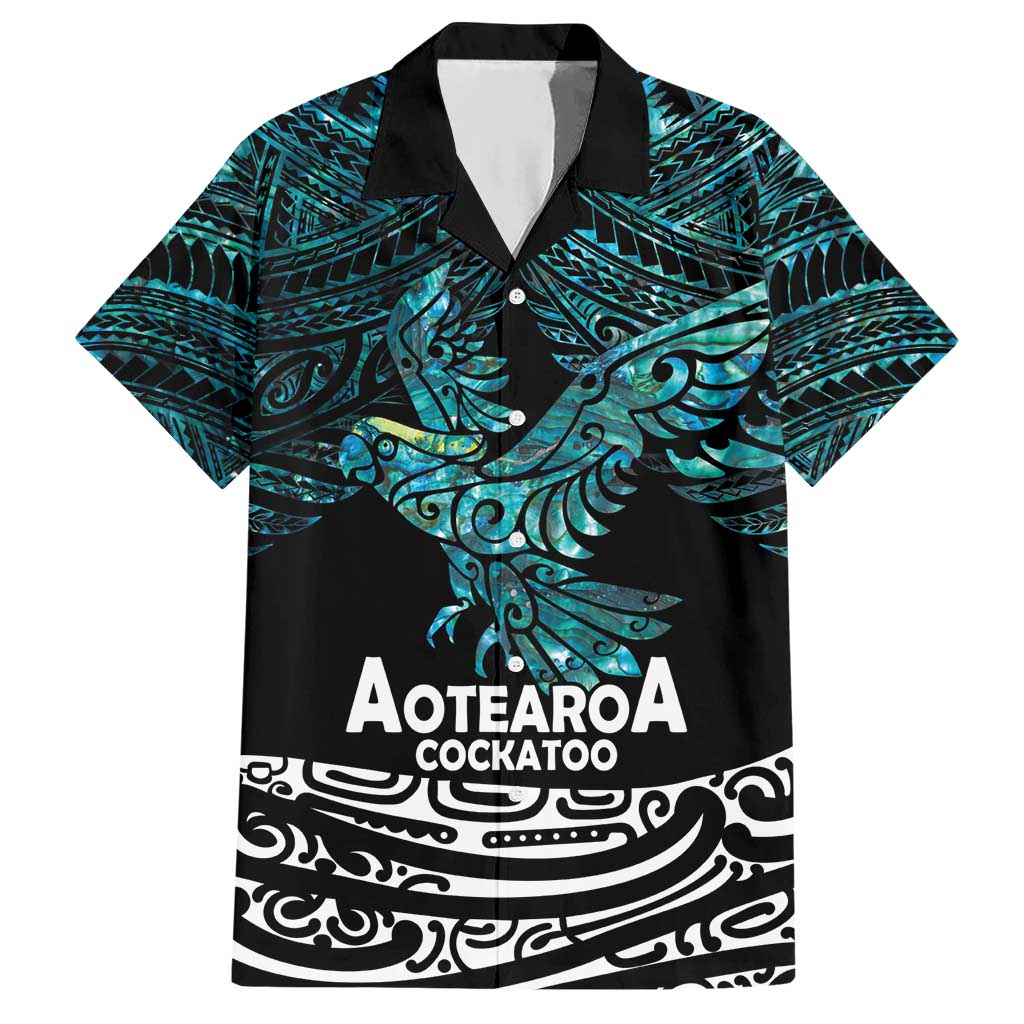 New Zealand Sulphur-crested Cockatoo Hawaiian Shirt Aotearoa Maori Mix Paua Shell LT14 Turquoise - Polynesian Pride
