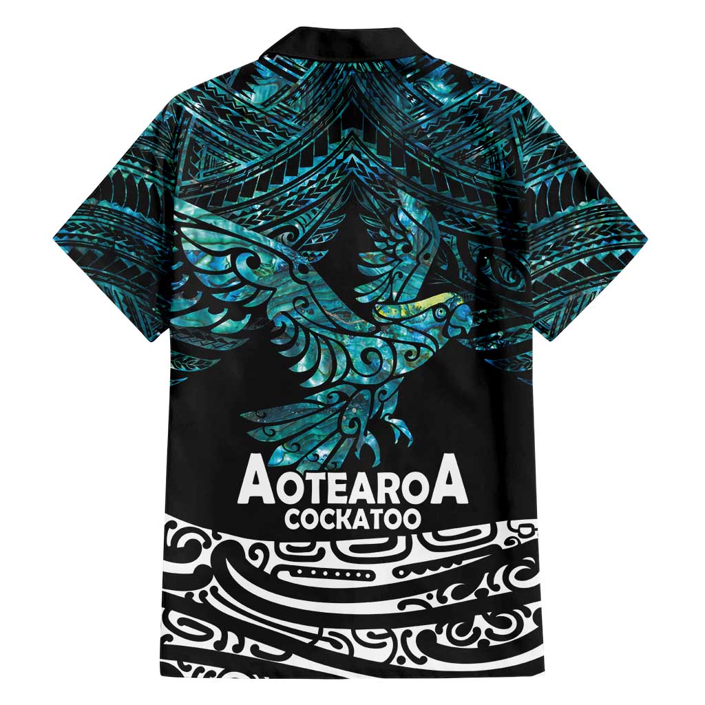 New Zealand Sulphur-crested Cockatoo Hawaiian Shirt Aotearoa Maori Mix Paua Shell LT14 - Polynesian Pride
