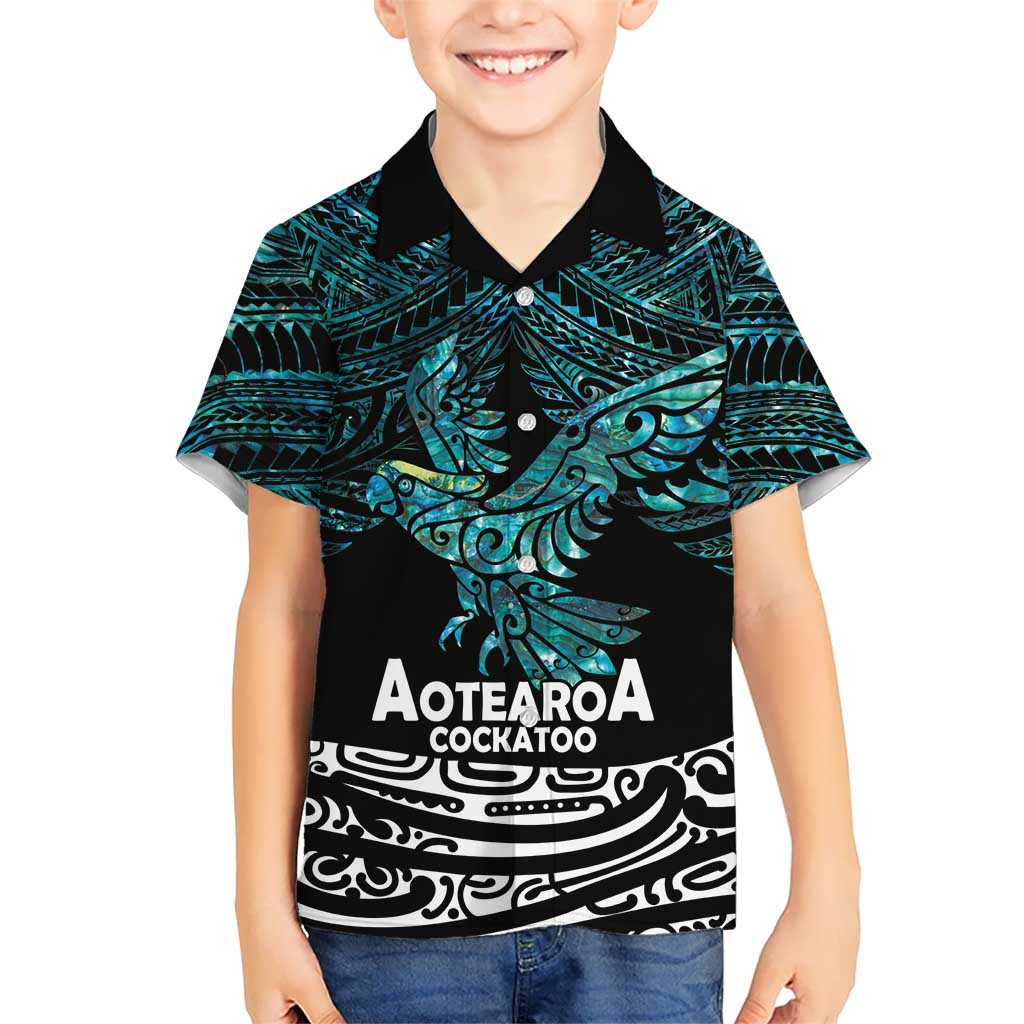New Zealand Sulphur-crested Cockatoo Hawaiian Shirt Aotearoa Maori Mix Paua Shell LT14 - Polynesian Pride
