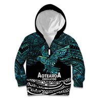New Zealand Sulphur-crested Cockatoo Kid Hoodie Aotearoa Maori Mix Paua Shell