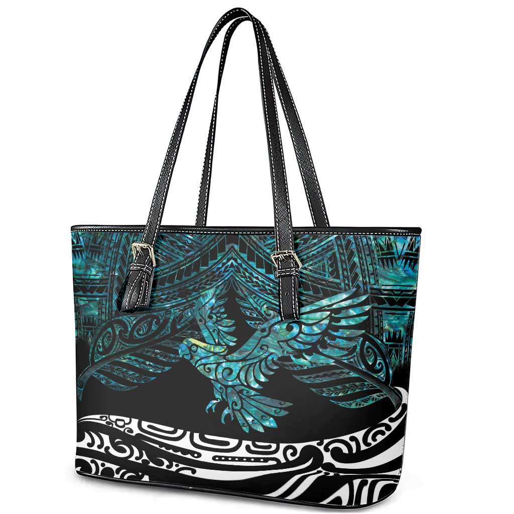 New Zealand Sulphur-crested Cockatoo Leather Tote Bag Aotearoa Maori Mix Paua Shell LT14 - Polynesian Pride