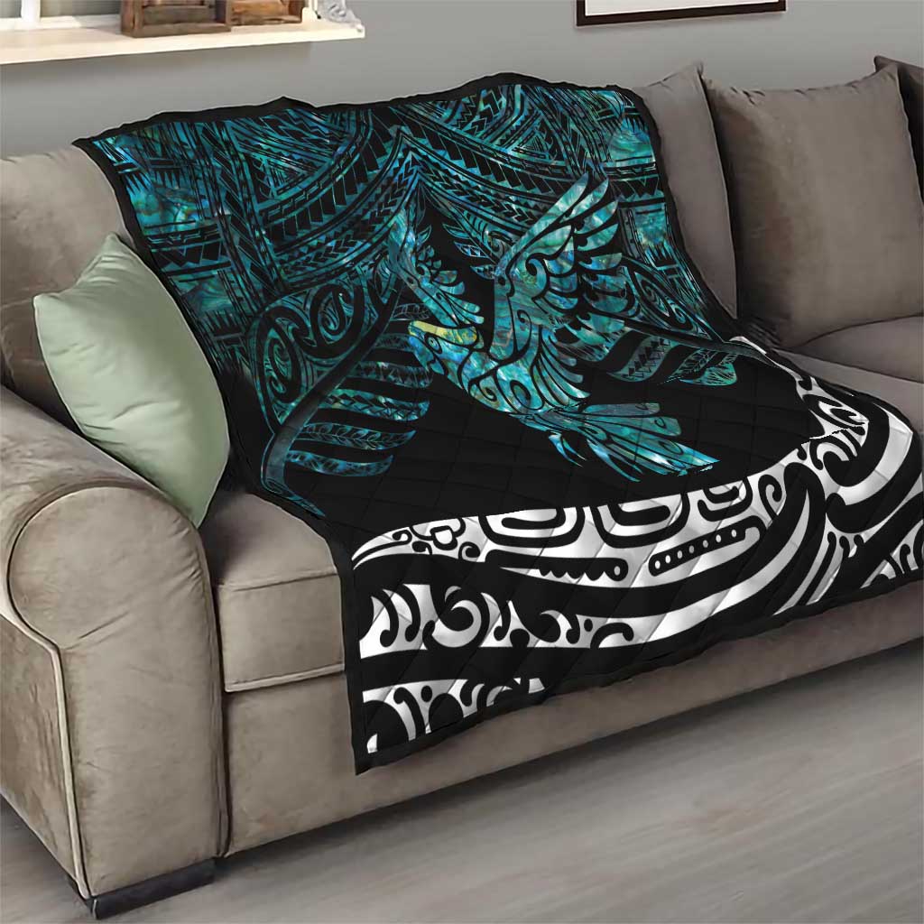 New Zealand Sulphur-crested Cockatoo Quilt Aotearoa Maori Mix Paua Shell