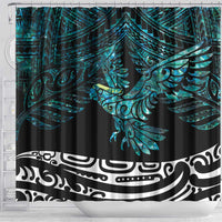 New Zealand Sulphur-crested Cockatoo Shower Curtain Aotearoa Maori Mix Paua Shell