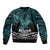 New Zealand Sulphur-crested Cockatoo Sleeve Zip Bomber Jacket Aotearoa Maori Mix Paua Shell