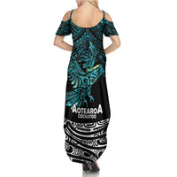 New Zealand Sulphur-crested Cockatoo Summer Maxi Dress Aotearoa Maori Mix Paua Shell LT14 - Polynesian Pride