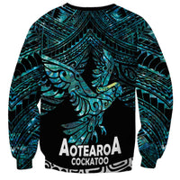 New Zealand Sulphur-crested Cockatoo Sweatshirt Aotearoa Maori Mix Paua Shell LT14 - Polynesian Pride