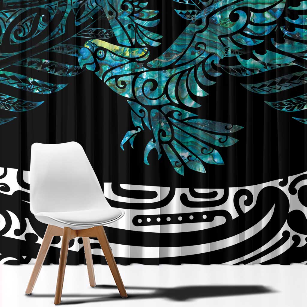 New Zealand Sulphur-crested Cockatoo Window Curtain Aotearoa Maori Mix Paua Shell LT14 - Polynesian Pride