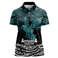 New Zealand Sulphur-crested Cockatoo Women Polo Shirt Aotearoa Maori Mix Paua Shell