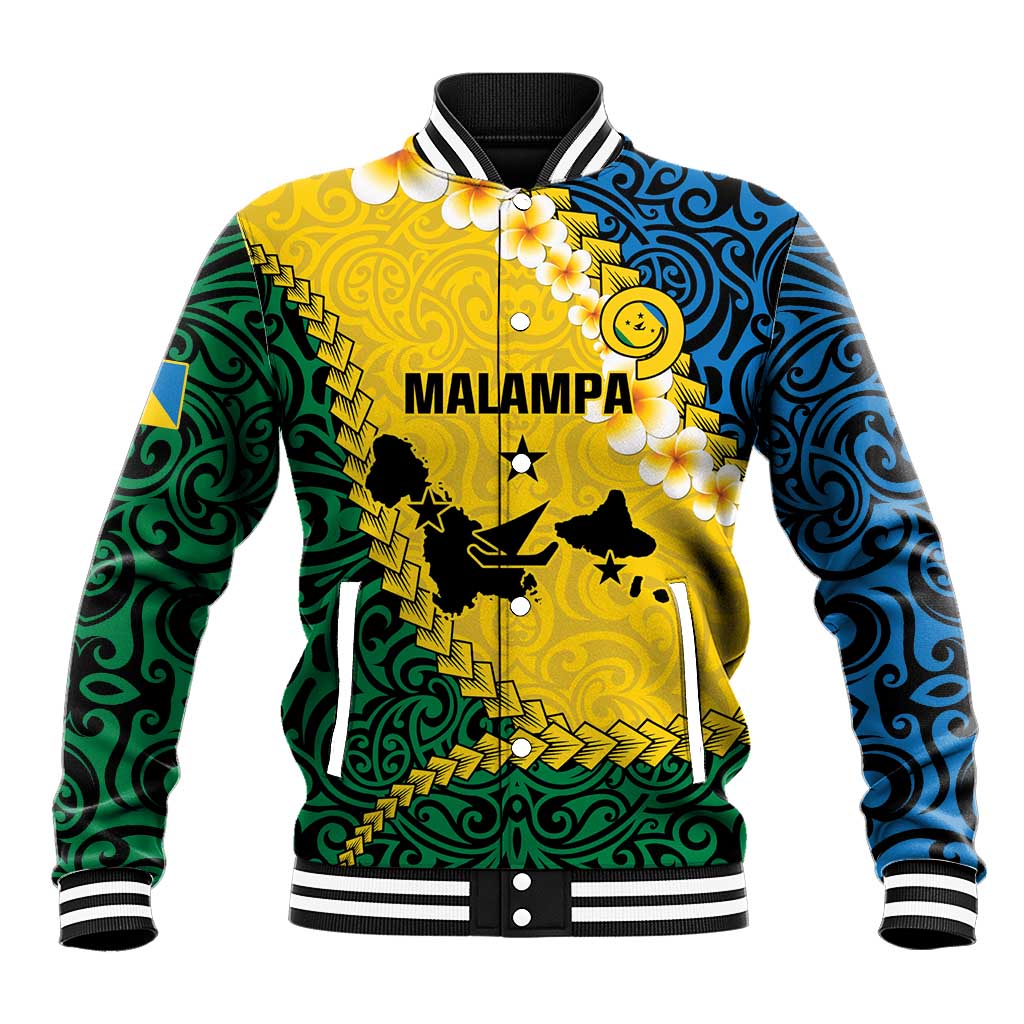 Malampa Province Baseball Jacket Vanuatu Map - Plumeria Flag Color LT14 Unisex Yellow - Polynesian Pride