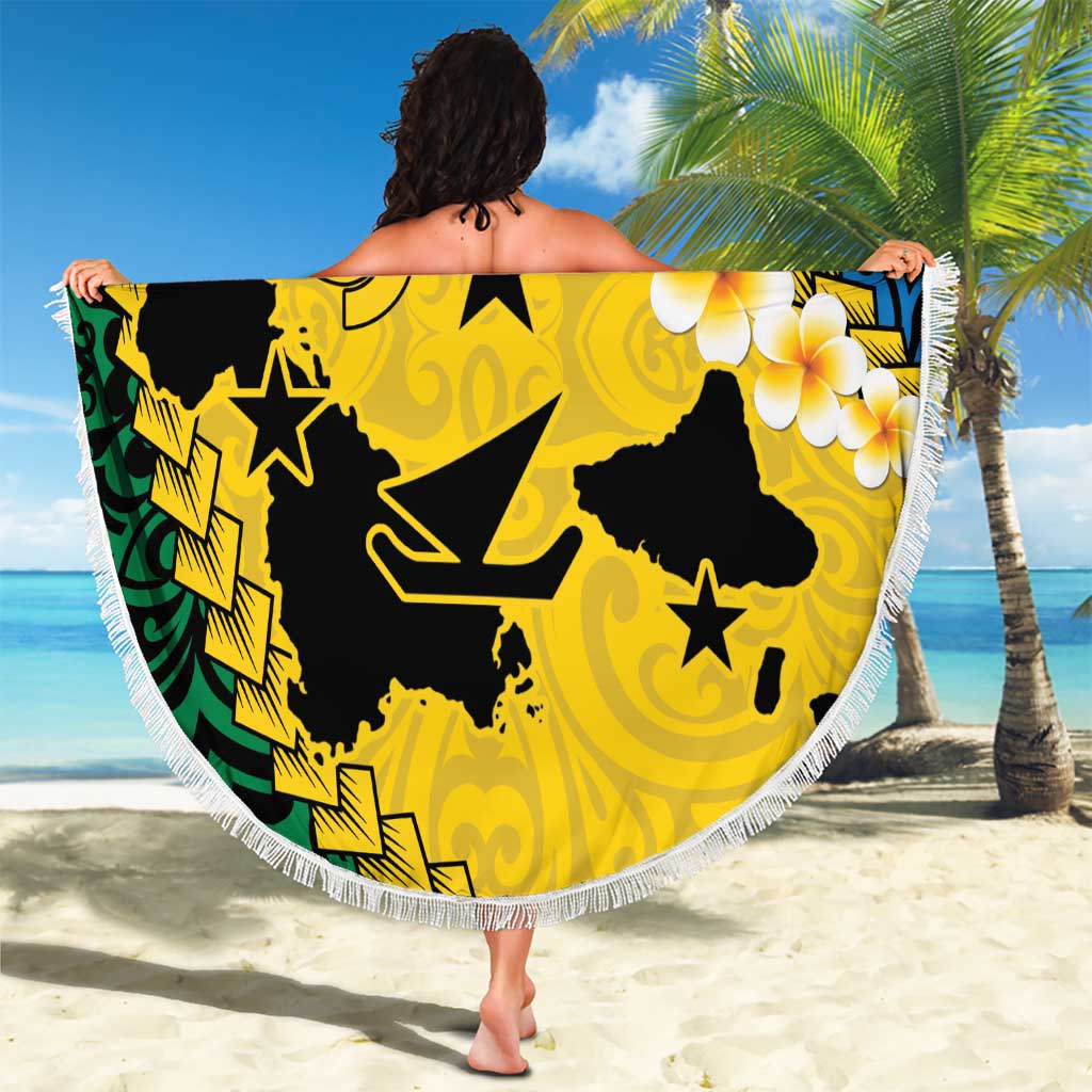 Malampa Province Beach Blanket Vanuatu Map - Plumeria Flag Color LT14 - Polynesian Pride