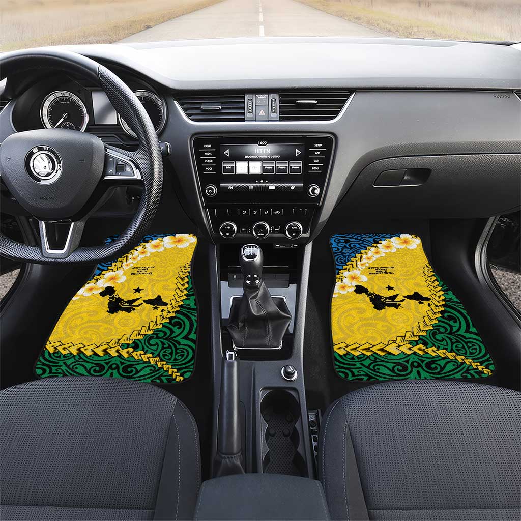 Malampa Province Car Mats Vanuatu Map - Plumeria Flag Color LT14 Set 2pcs - Front Yellow - Polynesian Pride