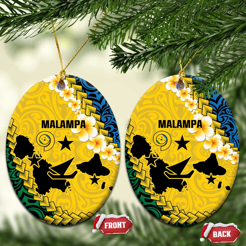 Malampa Province Ceramic Ornament Vanuatu Map - Plumeria Flag Color LT14 Oval Yellow - Polynesian Pride
