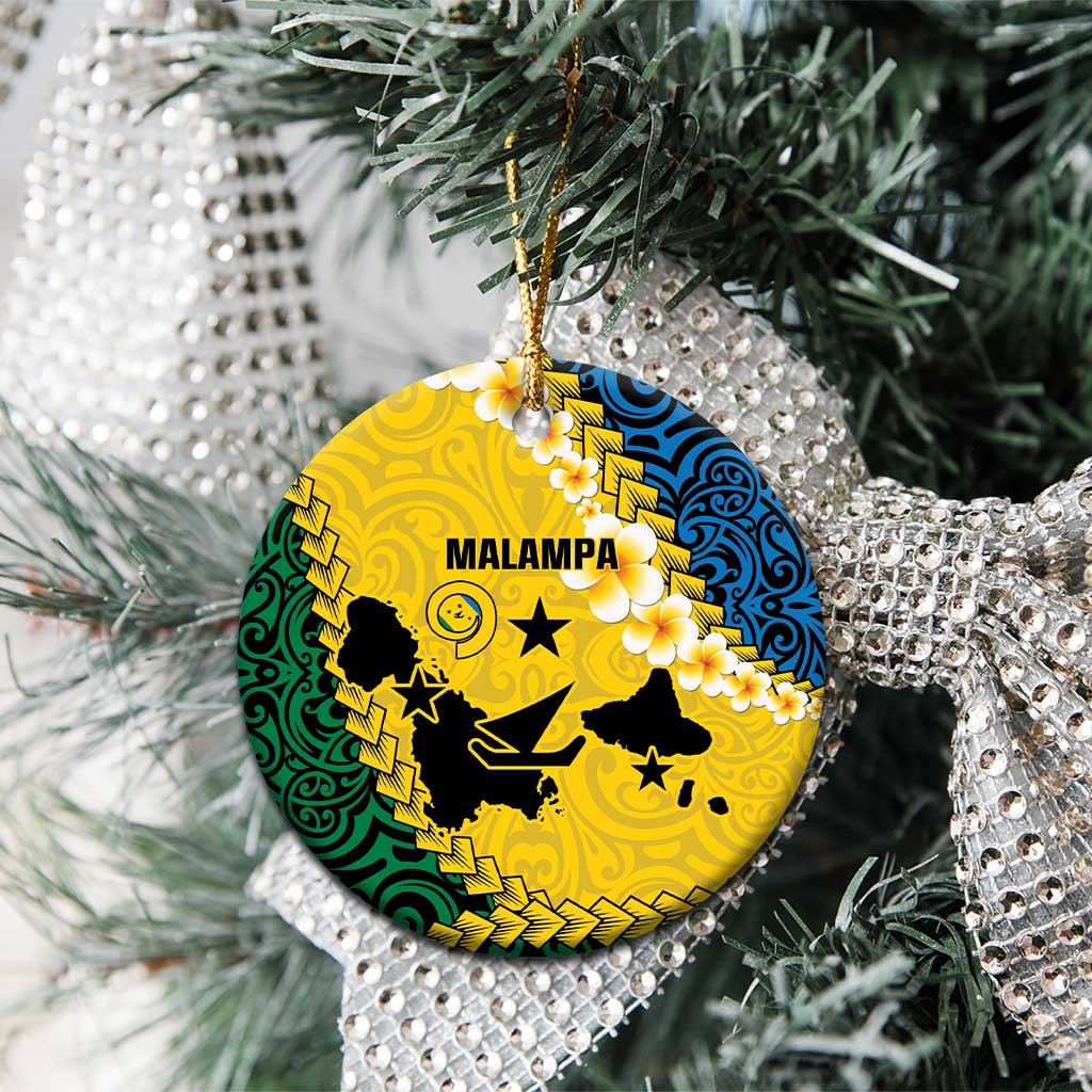 Malampa Province Ceramic Ornament Vanuatu Map - Plumeria Flag Color LT14 - Polynesian Pride