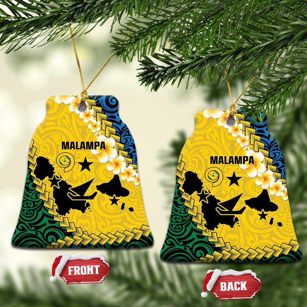 Malampa Province Ceramic Ornament Vanuatu Map - Plumeria Flag Color LT14 Bell Flake Yellow - Polynesian Pride