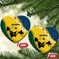Malampa Province Ceramic Ornament Vanuatu Map - Plumeria Flag Color LT14 Heart Yellow - Polynesian Pride