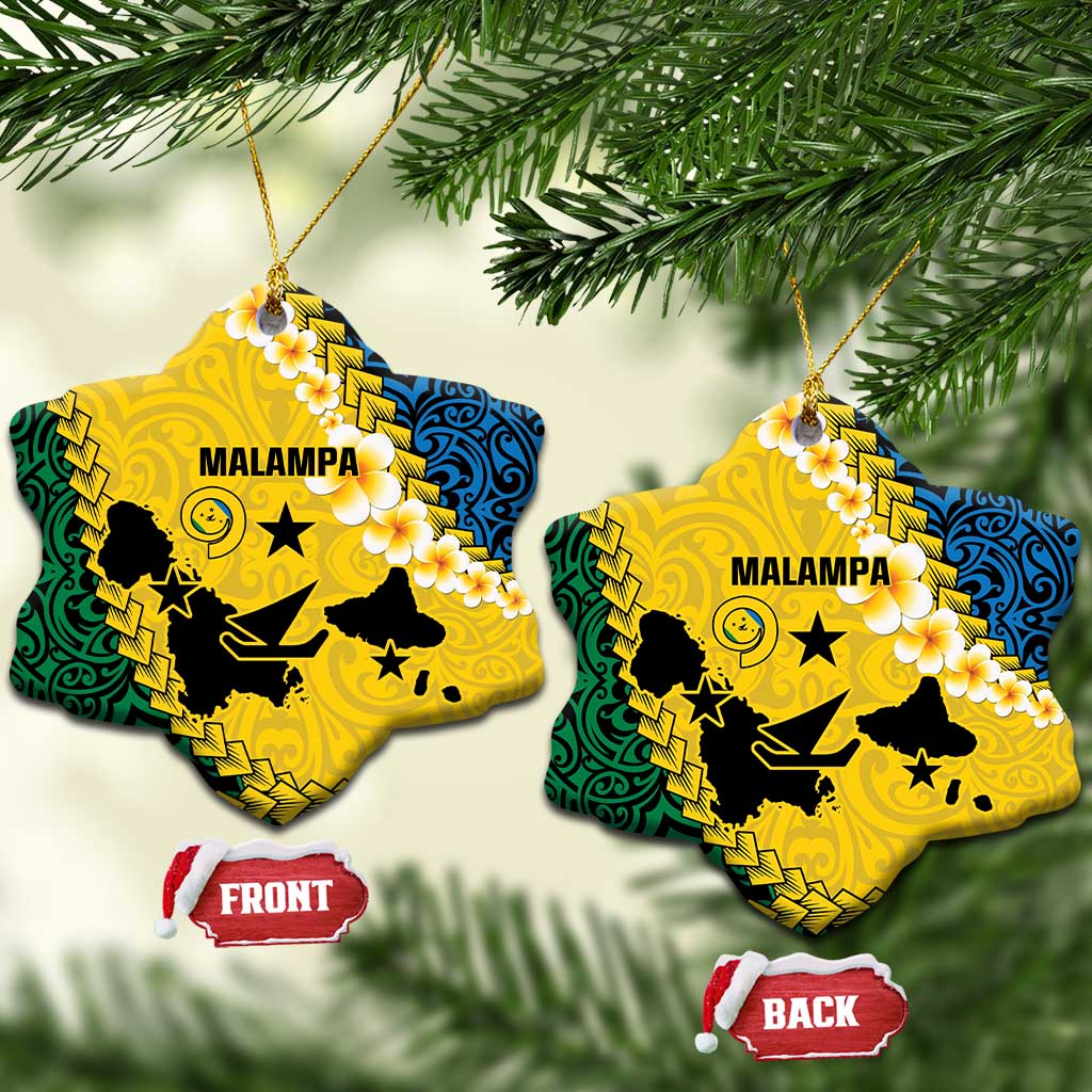 Malampa Province Ceramic Ornament Vanuatu Map - Plumeria Flag Color LT14 Snow Flake Yellow - Polynesian Pride
