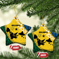 Malampa Province Ceramic Ornament Vanuatu Map - Plumeria Flag Color LT14 Star Yellow - Polynesian Pride
