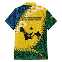 Malampa Province Family Matching Long Sleeve Bodycon Dress and Hawaiian Shirt Vanuatu Map - Plumeria Flag Color