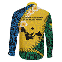 Malampa Province Family Matching Long Sleeve Bodycon Dress and Hawaiian Shirt Vanuatu Map - Plumeria Flag Color
