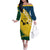 Malampa Province Family Matching Off The Shoulder Long Sleeve Dress and Hawaiian Shirt Vanuatu Map - Plumeria Flag Color