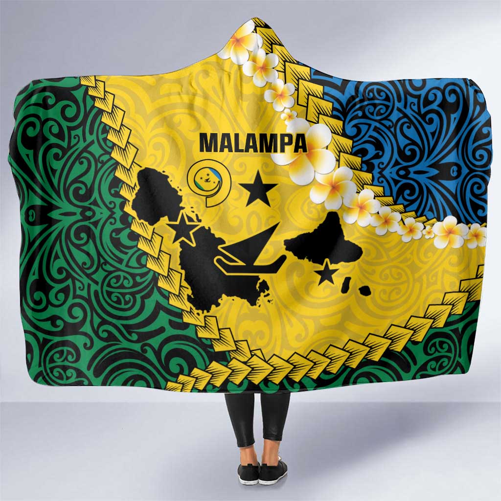 Malampa Province Hooded Blanket Vanuatu Map - Plumeria Flag Color LT14 One Size Yellow - Polynesian Pride