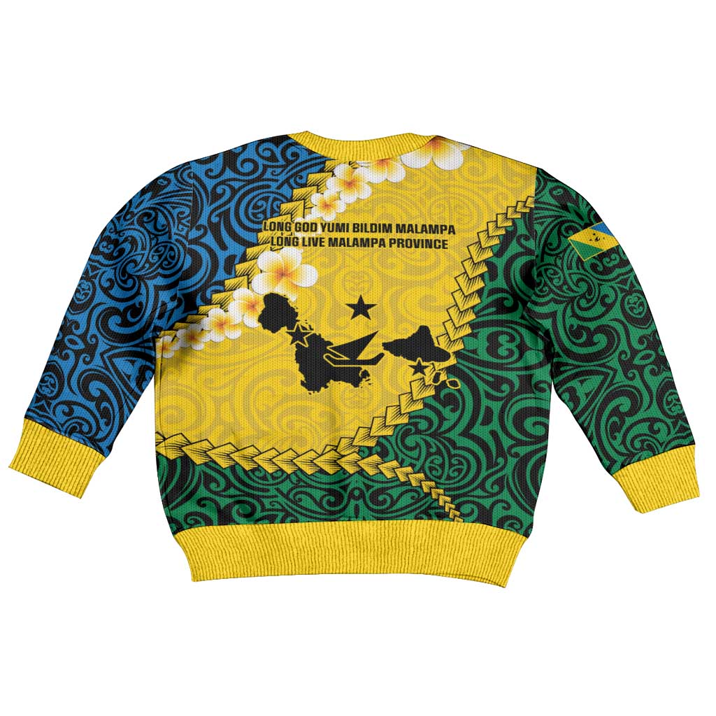 Malampa Province Kid Ugly Christmas Sweater Vanuatu Map - Plumeria Flag Color