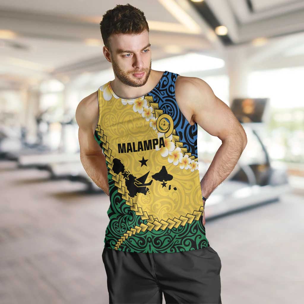 Malampa Province Men Tank Top Vanuatu Map - Plumeria Flag Color LT14 Yellow - Polynesian Pride
