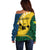 Malampa Province Off Shoulder Sweater Vanuatu Map - Plumeria Flag Color