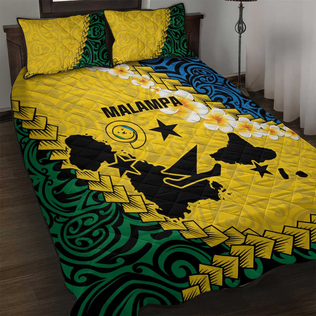 Malampa Province Quilt Bed Set Vanuatu Map - Plumeria Flag Color