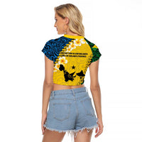Malampa Province Raglan Cropped T Shirt Vanuatu Map - Plumeria Flag Color LT14 - Polynesian Pride