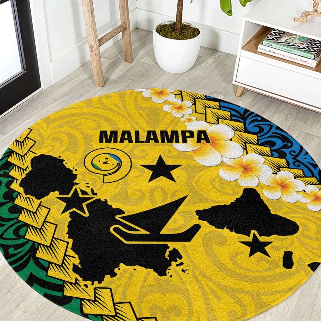 Malampa Province Round Carpet Vanuatu Map - Plumeria Flag Color