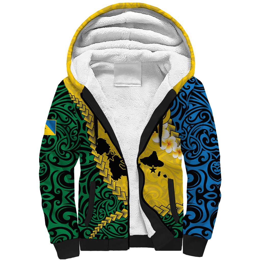 Malampa Province Sherpa Hoodie Vanuatu Map - Plumeria Flag Color LT14 Unisex Yellow - Polynesian Pride