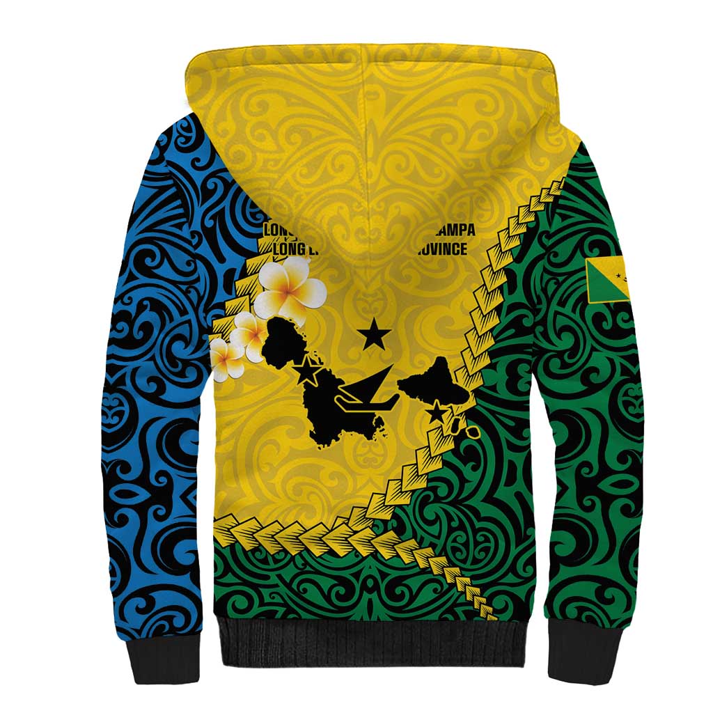 Malampa Province Sherpa Hoodie Vanuatu Map - Plumeria Flag Color LT14 - Polynesian Pride