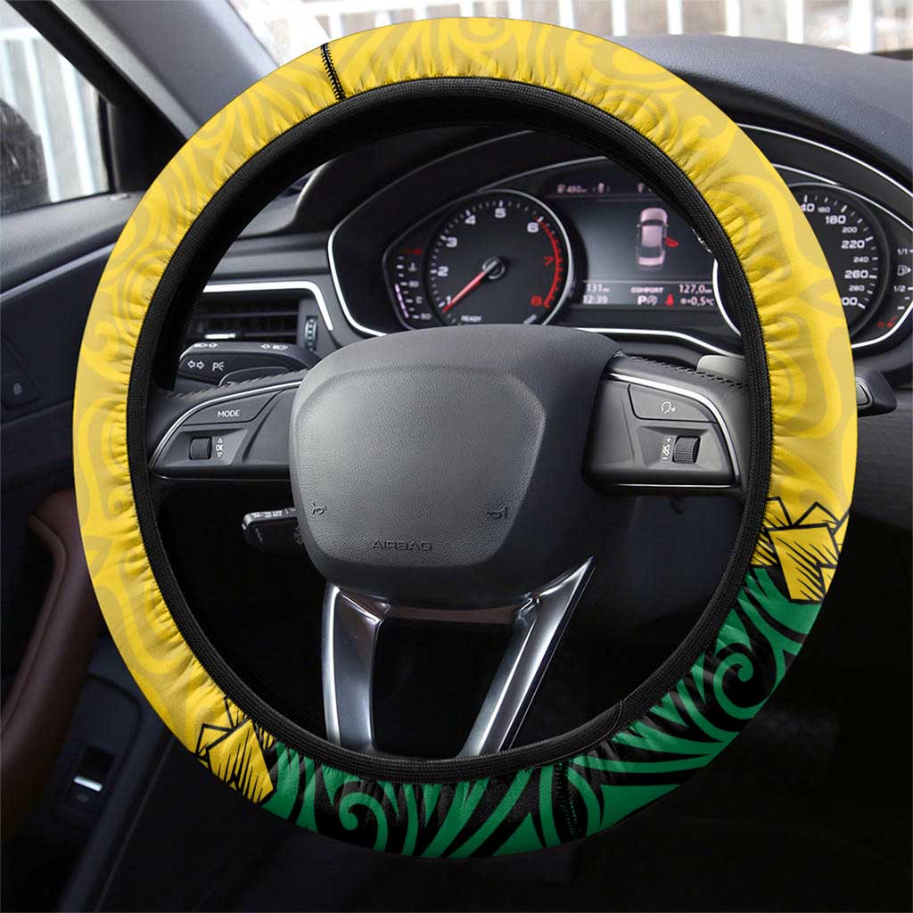 Malampa Province Steering Wheel Cover Vanuatu Map - Plumeria Flag Color LT14 - Polynesian Pride